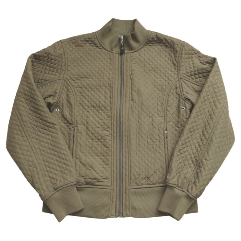 NEW BALANCE Bomber Jacket Olive Green Zippered Fleece Lined Zip Pockets Size M